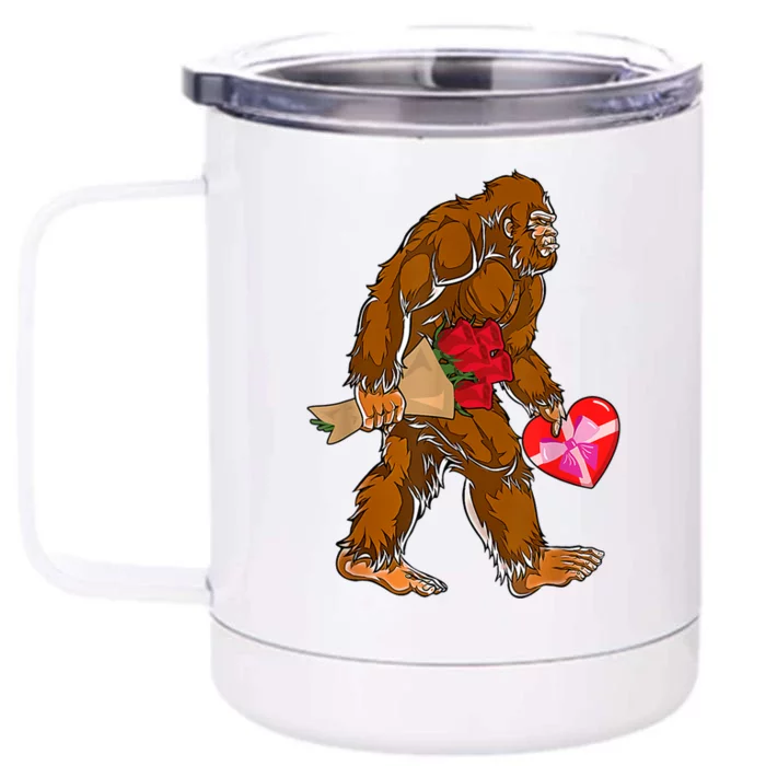 Bigfoot Heart Funny Valentines Day Love Sasquatch Gifts Front & Back 12oz Stainless Steel Tumbler Cup