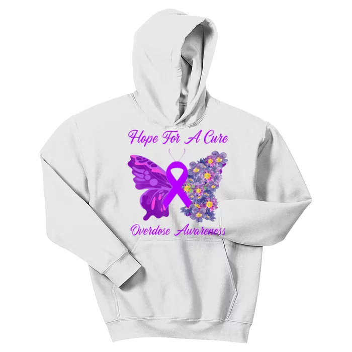 Butterfly Hope For A Cure Ribbon Opioid Overdose Awareness Kids Hoodie