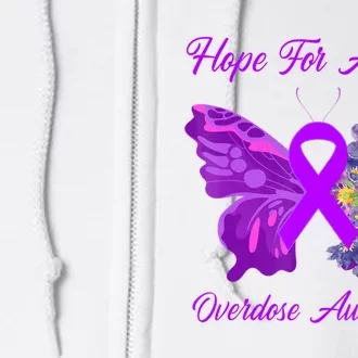 Butterfly Hope For A Cure Ribbon Opioid Overdose Awareness Full Zip Hoodie