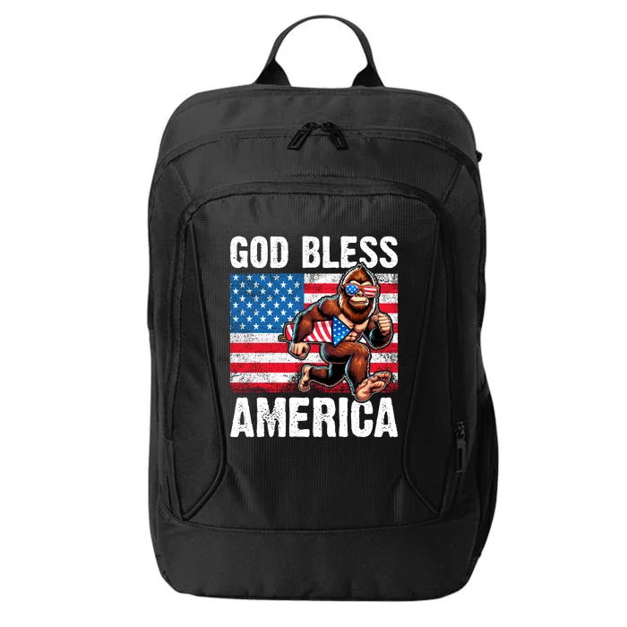 Bigfoot Holding Firework God Bless America City Backpack