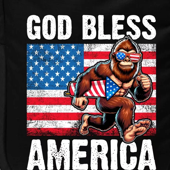 Bigfoot Holding Firework God Bless America Impact Tech Backpack