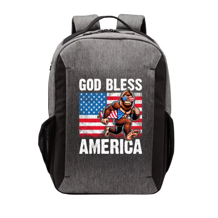 Bigfoot Holding Firework God Bless America Vector Backpack