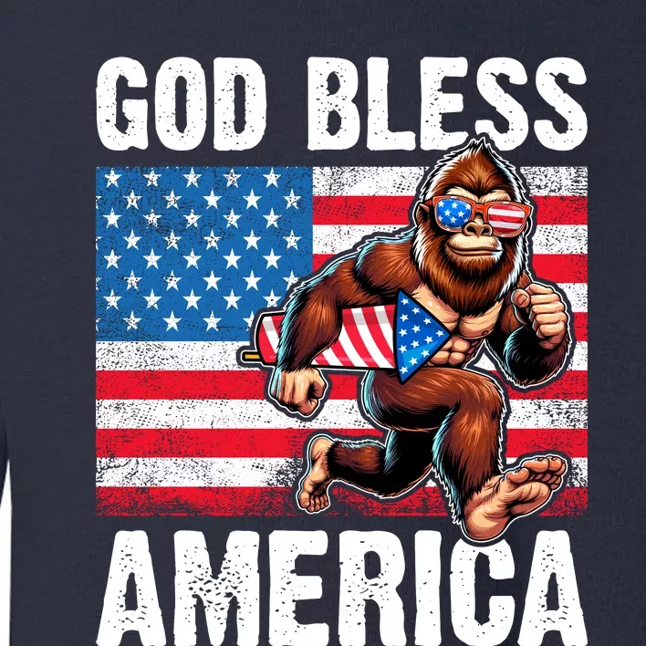 Bigfoot Holding Firework God Bless America Toddler Sweatshirt