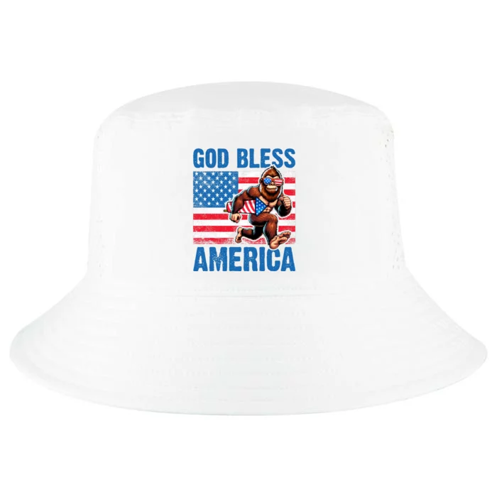 Bigfoot Holding Firework God Bless America Cool Comfort Performance Bucket Hat