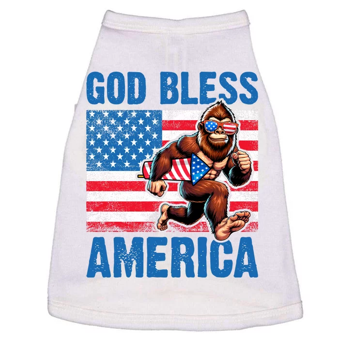 Bigfoot Holding Firework God Bless America Doggie Tank