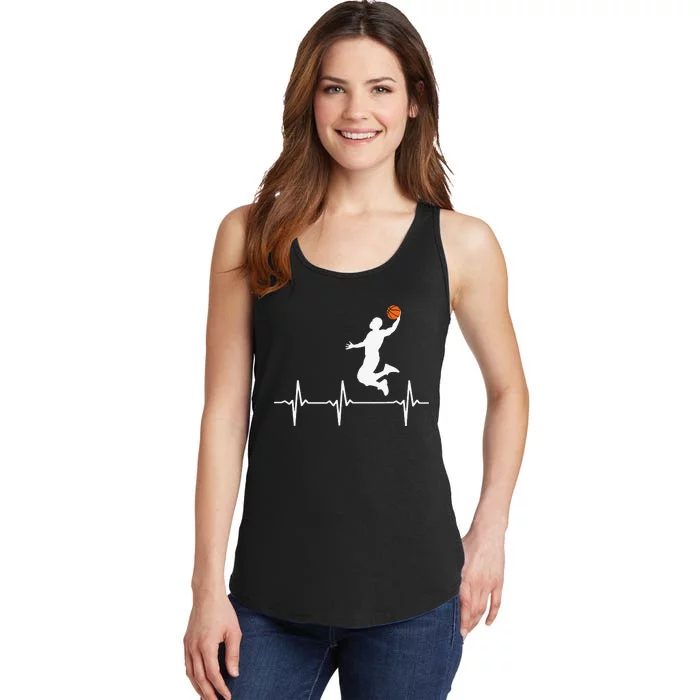 Basketball Heartbeat funny mother's day Ladies Essential Tank