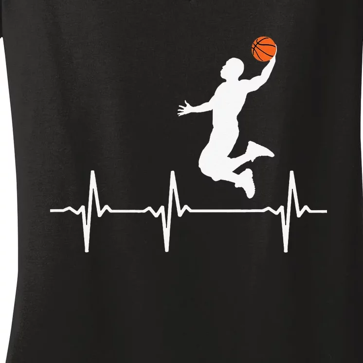 Basketball Heartbeat funny mother's day Women's V-Neck T-Shirt