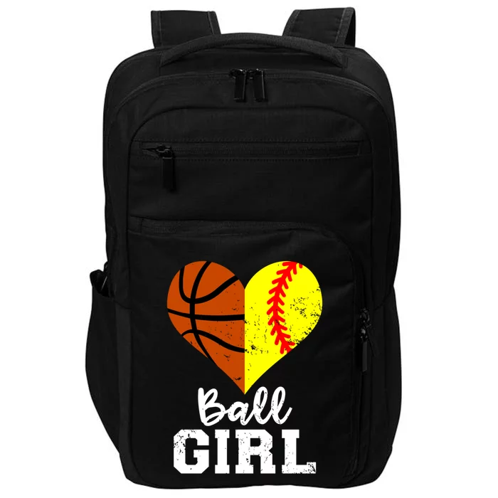 Ball Heart Funny Softball Basketball Gift Impact Tech Backpack