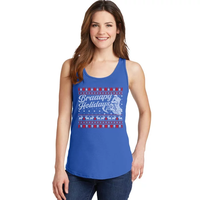 Braapy Holidays Funny Sled Snowmobile Braap Ugly Christmas Funny Gift Ladies Essential Tank