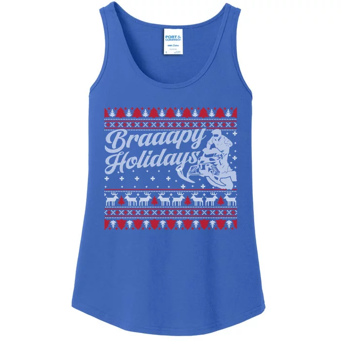 Braapy Holidays Funny Sled Snowmobile Braap Ugly Christmas Funny Gift Ladies Essential Tank