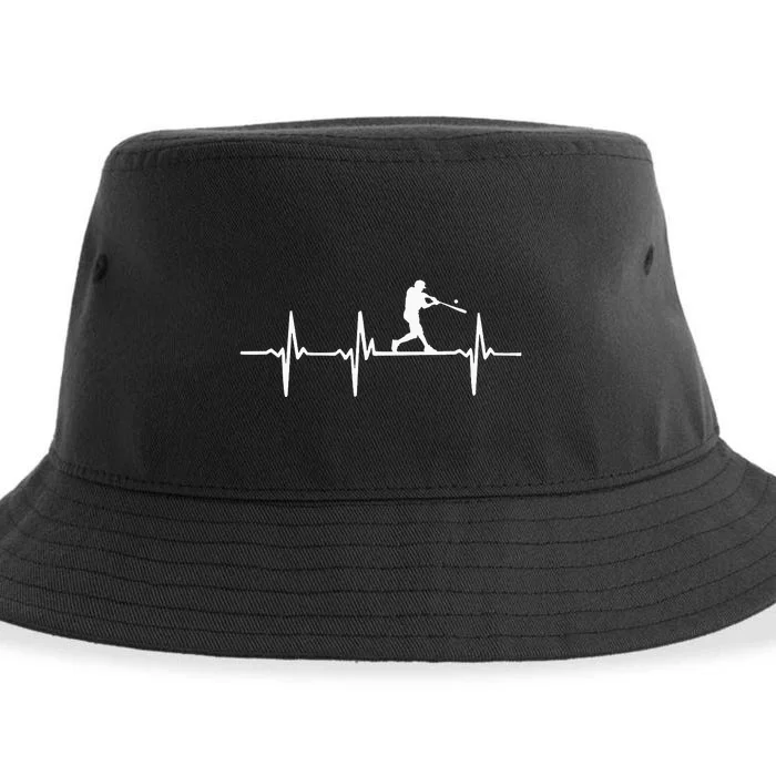 Baseball Heartbeat For Baseball Players And Fans Sustainable Bucket Hat