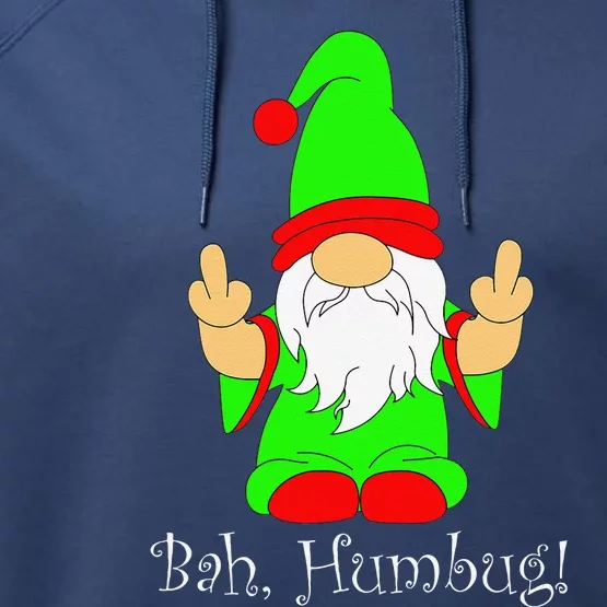 Bah Humbug Funny Grumpy Christmas Scrooge Gnome Performance Fleece Hoodie