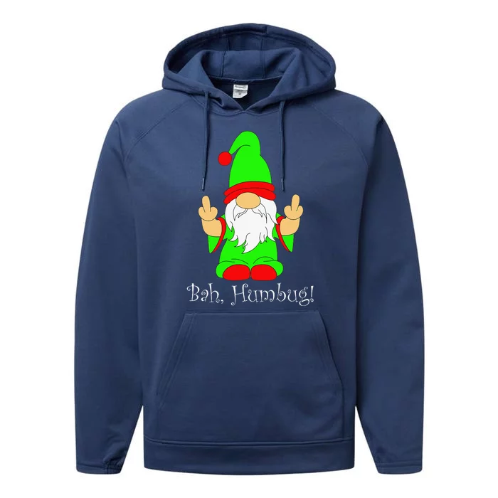 Bah Humbug Funny Grumpy Christmas Scrooge Gnome Performance Fleece Hoodie