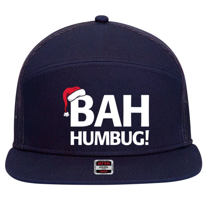 Bah Humbug Funny Santa Christmas Scrooge 7 Panel Mesh Trucker Snapback Hat