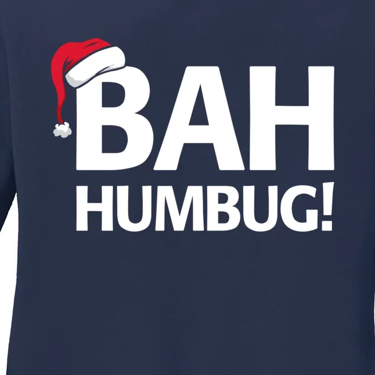 Bah Humbug Funny Santa Christmas Scrooge Ladies Long Sleeve Shirt