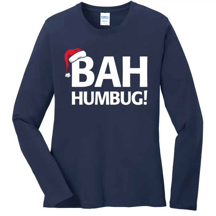 Bah Humbug Funny Santa Christmas Scrooge Ladies Long Sleeve Shirt