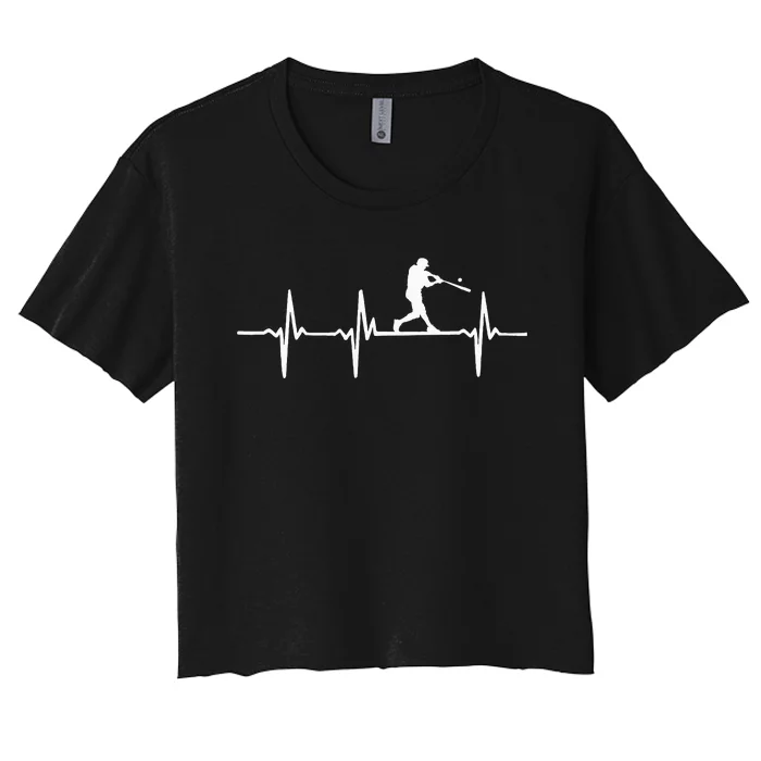 Baseball Heartbeat For Baseball Players And Fans Women's Crop Top Tee