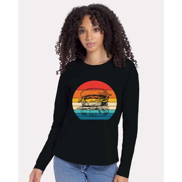 Burger Hamburger Fast Food Snacks Foodie Retro Vintage Gift Womens Cotton Relaxed Long Sleeve T-Shirt