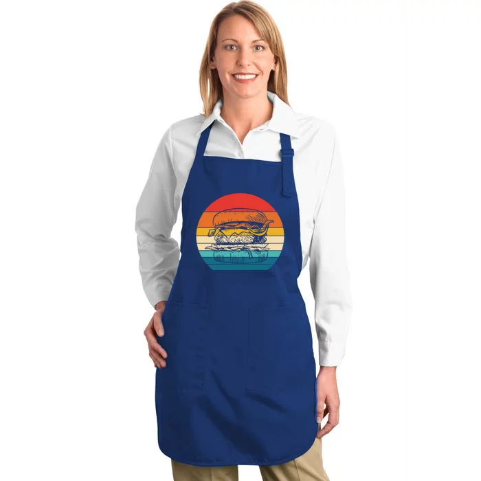 Burger Hamburger Fast Food Snacks Foodie Retro Vintage Gift Full-Length Apron With Pocket