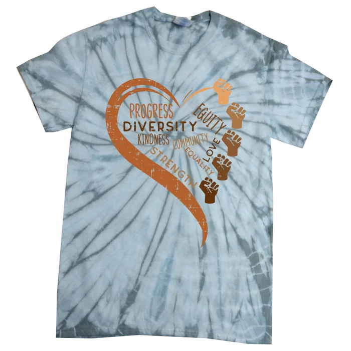 Black History Fists Diversity Equity Melanin African Women Tie-Dye T-Shirt