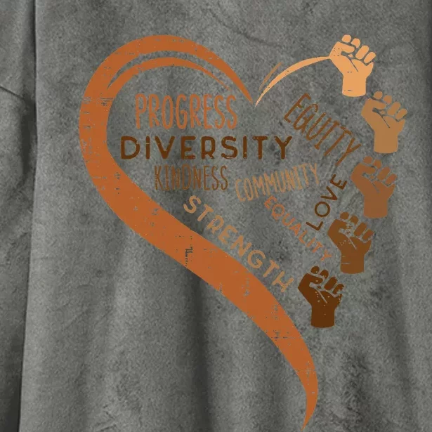 Black History Fists Diversity Equity Melanin African Women Hooded Wearable Blanket