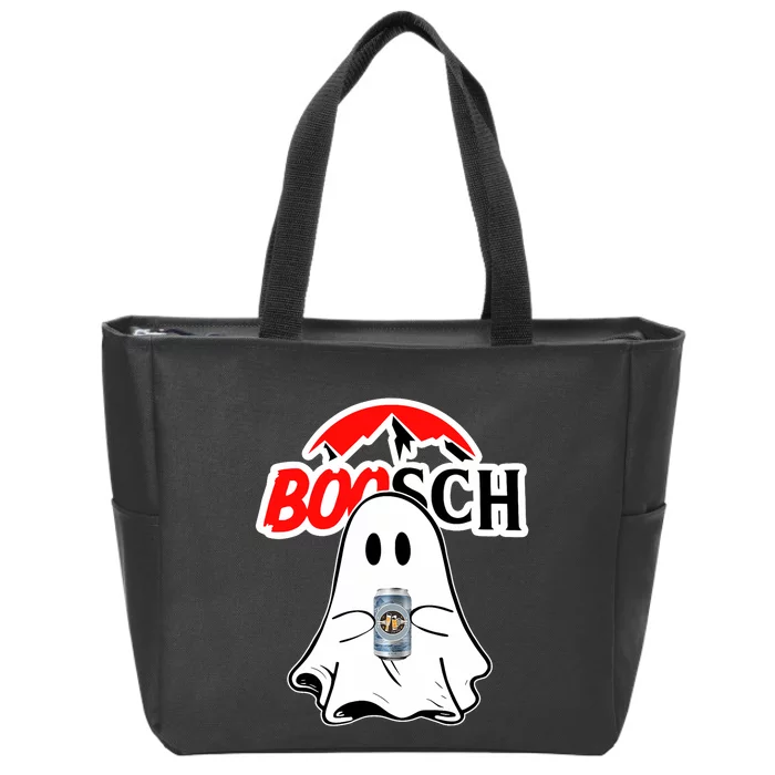 Booschbeer Halloween Funny Ghost Drinking Beer Zip Tote Bag