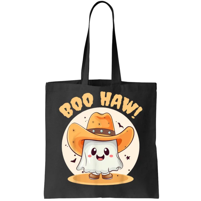 Boo Haw Funny Halloween Western Cowboy Ghost Tote Bag