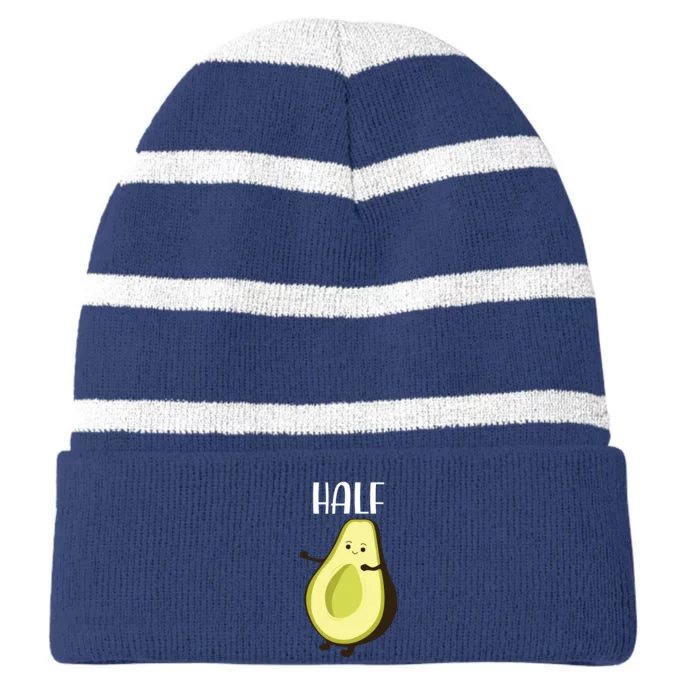 Better Half Funny Couple Avocado Matching Striped Beanie with Solid Band