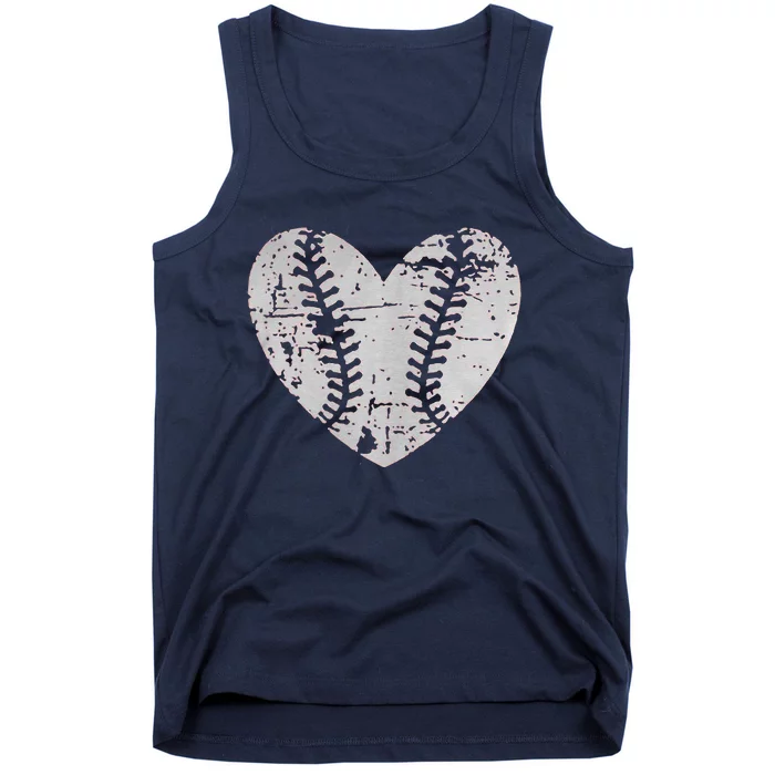 Baseball Heart Father Day Cute Mom Dad Softball Tank Top