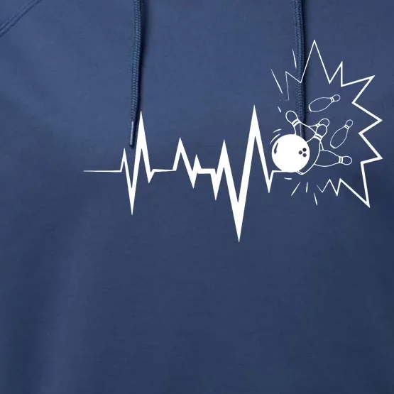 Bowling Heartbeat For Bowling Lovers And Players Performance Fleece Hoodie