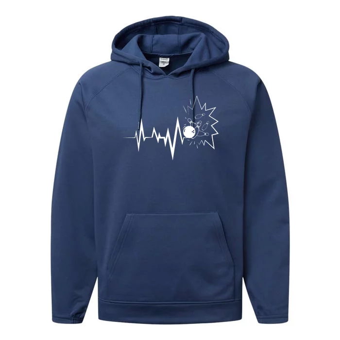 Bowling Heartbeat For Bowling Lovers And Players Performance Fleece Hoodie