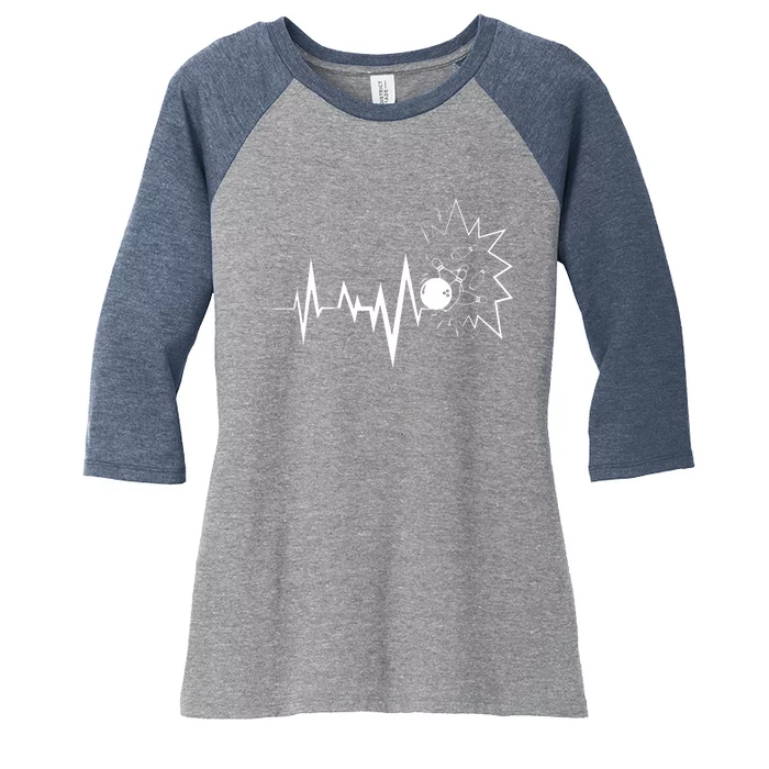 Bowling Heartbeat For Bowling Lovers And Players Women's Tri-Blend 3/4-Sleeve Raglan Shirt