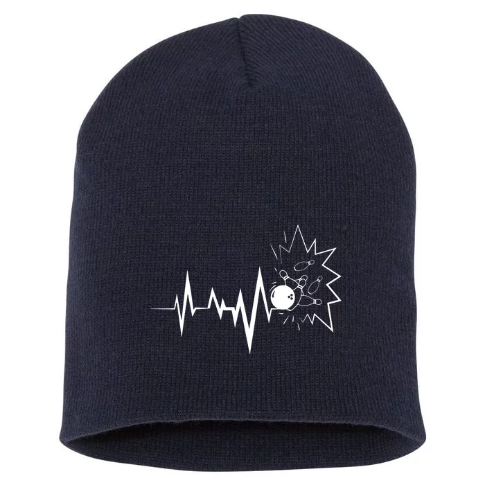 Bowling Heartbeat For Bowling Lovers And Players Short Acrylic Beanie