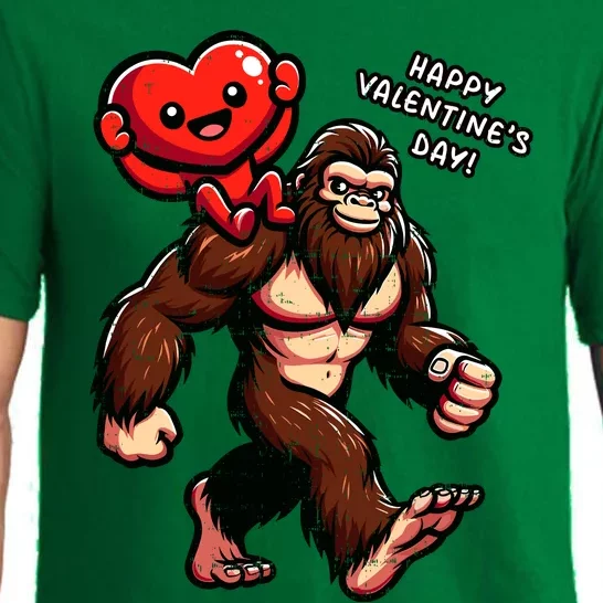 Bigfoot Heart Funny Sasquatch Valentines Day Pajama Set