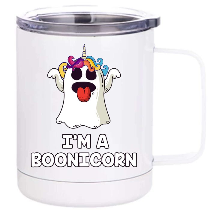 Boonicorn Halloween Funny Gift Funny Unicorn Boo Ghost Gift Front & Back 12oz Stainless Steel Tumbler Cup