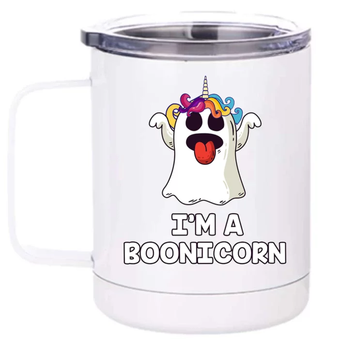 Boonicorn Halloween Funny Gift Funny Unicorn Boo Ghost Gift Front & Back 12oz Stainless Steel Tumbler Cup