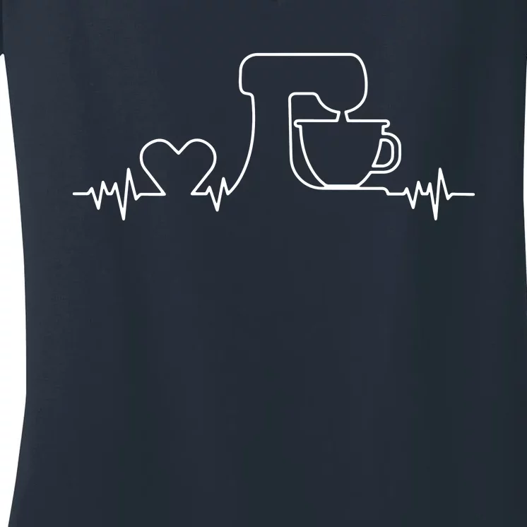 Baking Heartbeat Funny Pastry Baker Baking Gift Women's V-Neck T-Shirt