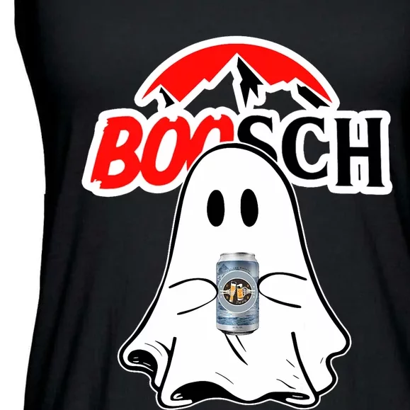 Booschbeer Halloween Funny Ghost Drinking Beer Ladies Essential Flowy Tank