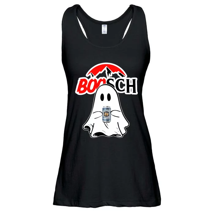 Booschbeer Halloween Funny Ghost Drinking Beer Ladies Essential Flowy Tank