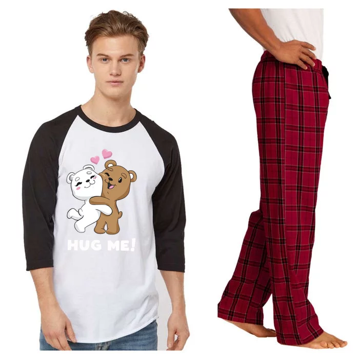 Bear Hug Gift Couple Sweet Bear Valentine's Day Gift Cute Gift Raglan Sleeve Pajama Set