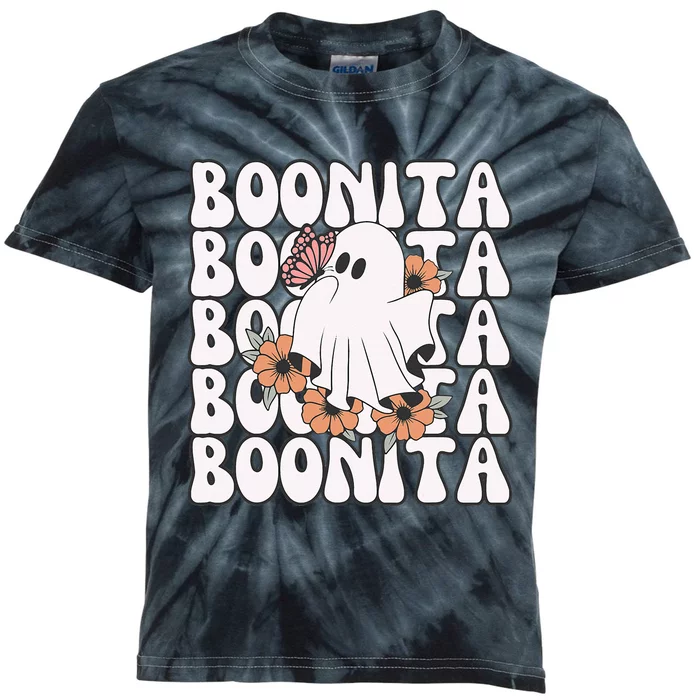 Boonita Halloween Ghost Floral Butterfly Boo Kids Tie-Dye T-Shirt