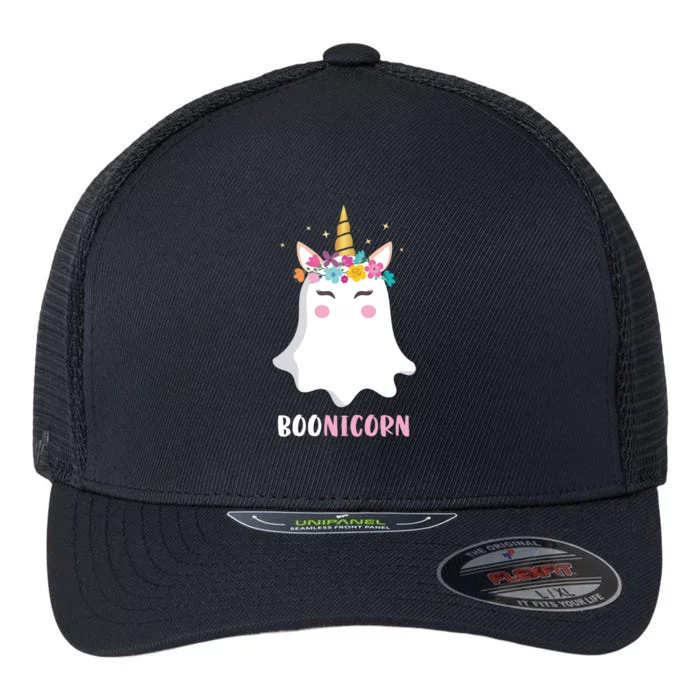 Boonicorn Halloween Ghost Ghoul Cute Unicorn Costume Gift Flexfit Unipanel Trucker Cap