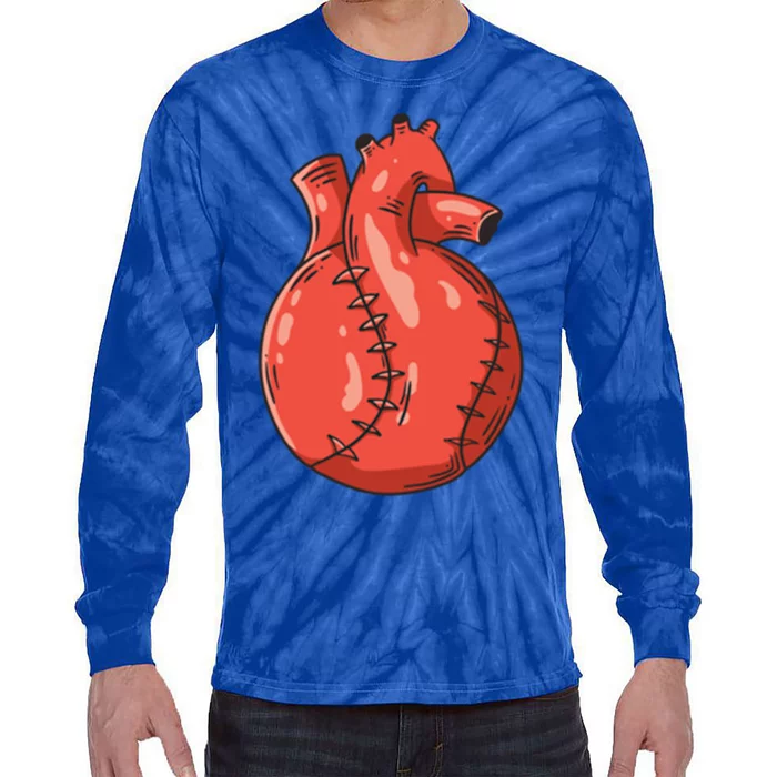 Baseball Heart Gift Tie-Dye Long Sleeve Shirt