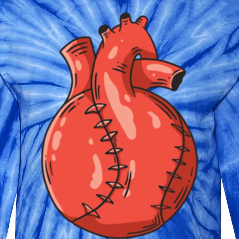 Baseball Heart Gift Tie-Dye Long Sleeve Shirt