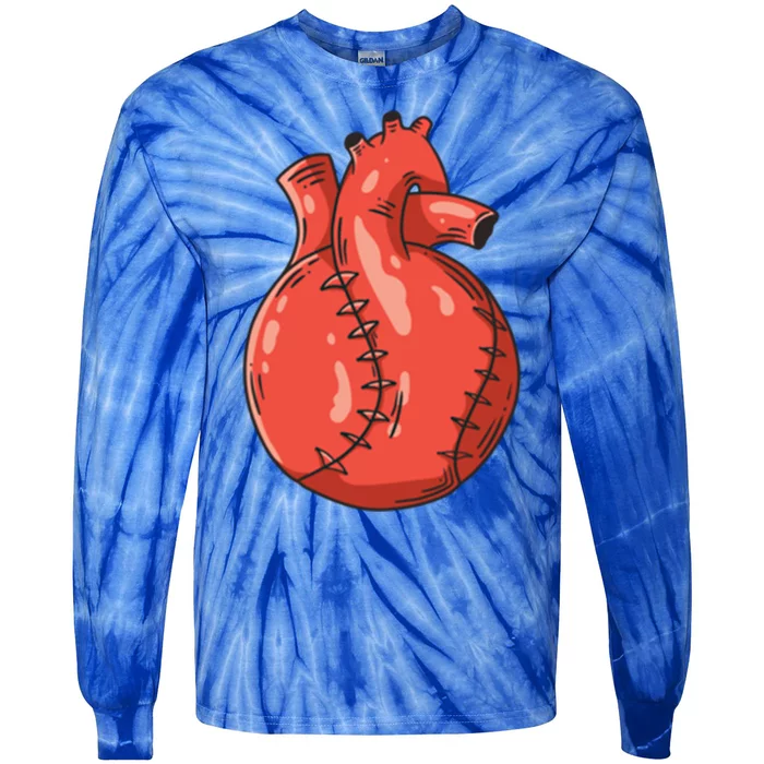 Baseball Heart Gift Tie-Dye Long Sleeve Shirt