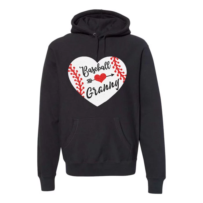 Baseball Heart Granny Grandma Mother's Day Gift Premium Hoodie