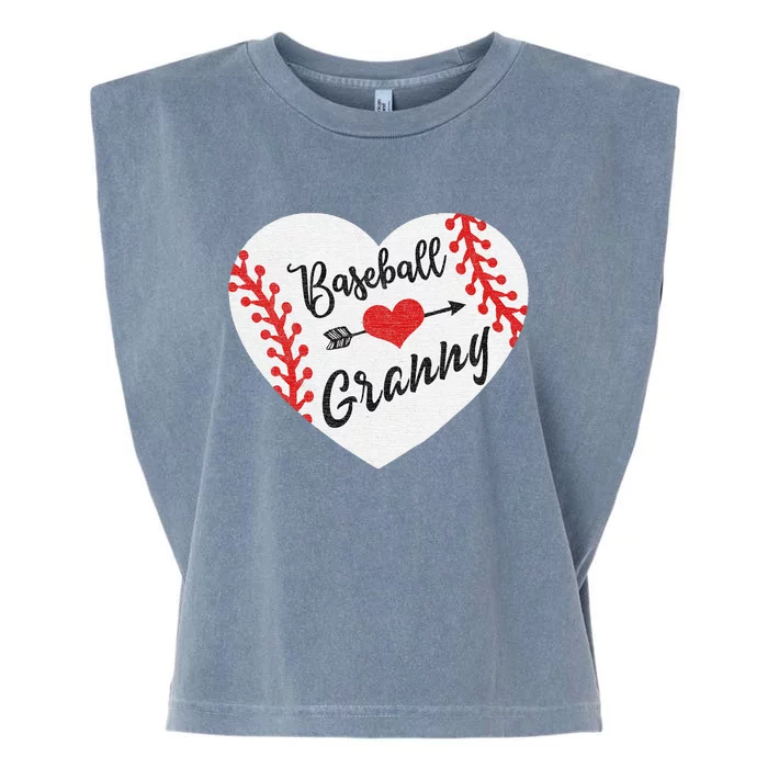 Baseball Heart Granny Grandma Mother's Day Gift Garment-Dyed Women's Muscle Tee