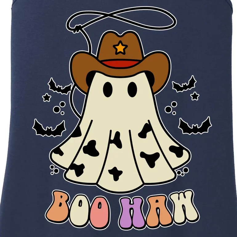 Boo Haw Ghost Western Cowboy Cowgirl Halloween Ladies Essential Tank