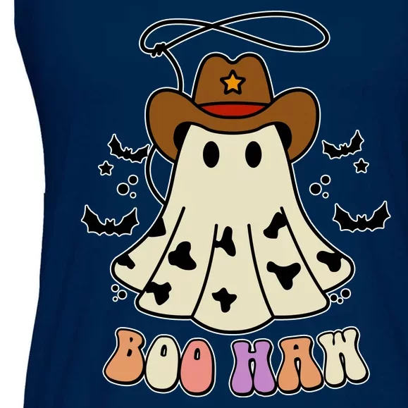 Boo Haw Ghost Western Cowboy Cowgirl Halloween Ladies Essential Flowy Tank