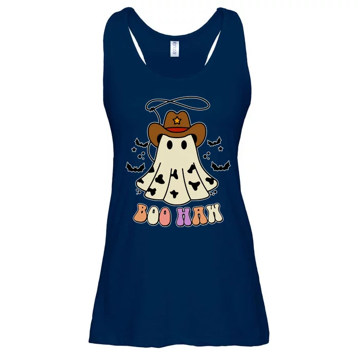 Boo Haw Ghost Western Cowboy Cowgirl Halloween Ladies Essential Flowy Tank